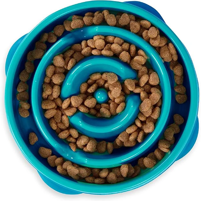 Clean Outward Hound Fun Feeder Slo Bowl – Medium 2‑Cup Capacity Slow Feeding Small to Medium Dogs Cats Non-Slip Turquoise Drop PatternAbout ThisOverview Minimalist