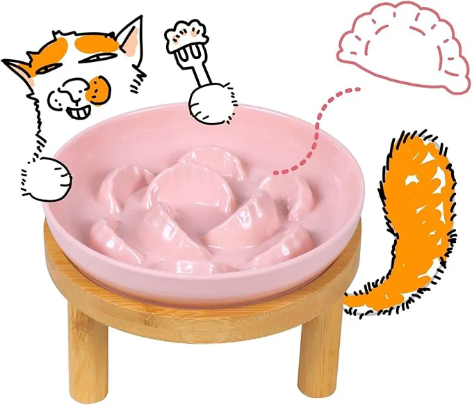 Verified Slow Feeder Bowl 6.3″ d Cat Bowl with Stand Melamine Wide Shallow Food Bowl Whisker-Friendly Raised Plate Wet Food Feeder for Slow Eating Pink About ThisOverview High-Grade