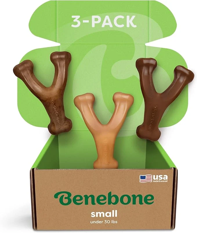 Powerful Small 3-Pack Benebone Wishbone Durable Dog Chew Toy for Aggressive Chewers Bacon Chicken Peanut Butter Made in USA Variety PackAbout This Excellent