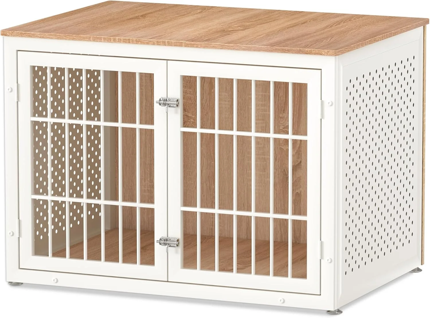 Relaxed 42 Heavy Duty Dog Crate Furniture for Large Dogs Metal Kennel for High Anxiety Dogs White Wooden Cage Furniture Indoor Decorative Dog Kennel End Table XL Original