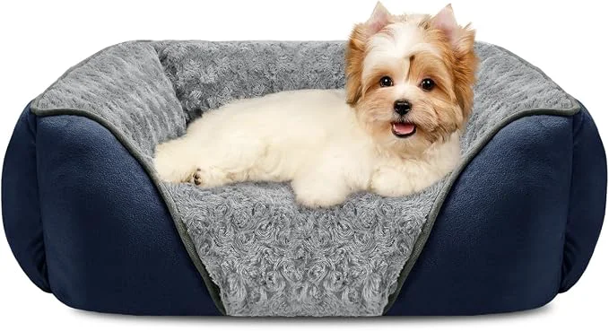 Stylish INVENHO Small Dog Bed Rectangle Washable Orthopedic Soft Calming Sleeping Casual