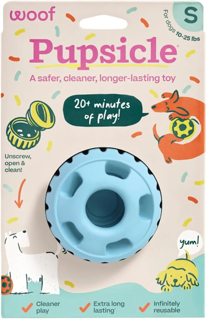 Top-Quality WOOF Party Pupsicle – Long-Lasting Interactive Dog Toys for Boredom – Low-Mess Design – Birthday Gifts for Dogs – Small Dog Toys – Buddy BlueAbout This Functional