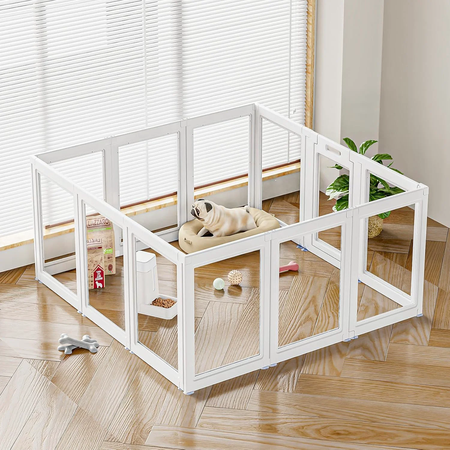 Advanced Clear Acrylic Dog Playpen Transparent Dog Playpen Indoor Easy Assemble Clear Pet Pen for Puppy Bunny Cat Pig Sturdy Easy Cleaning Plastic Dog Puppy Fence 23.6 H 12PCS Powerful