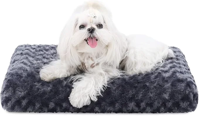 Environmentally Friendly KSIIA Washable Dog Bed Deluxe Plush Dog Crate Beds Comfy Kennel Pad Anti-Slip Secure