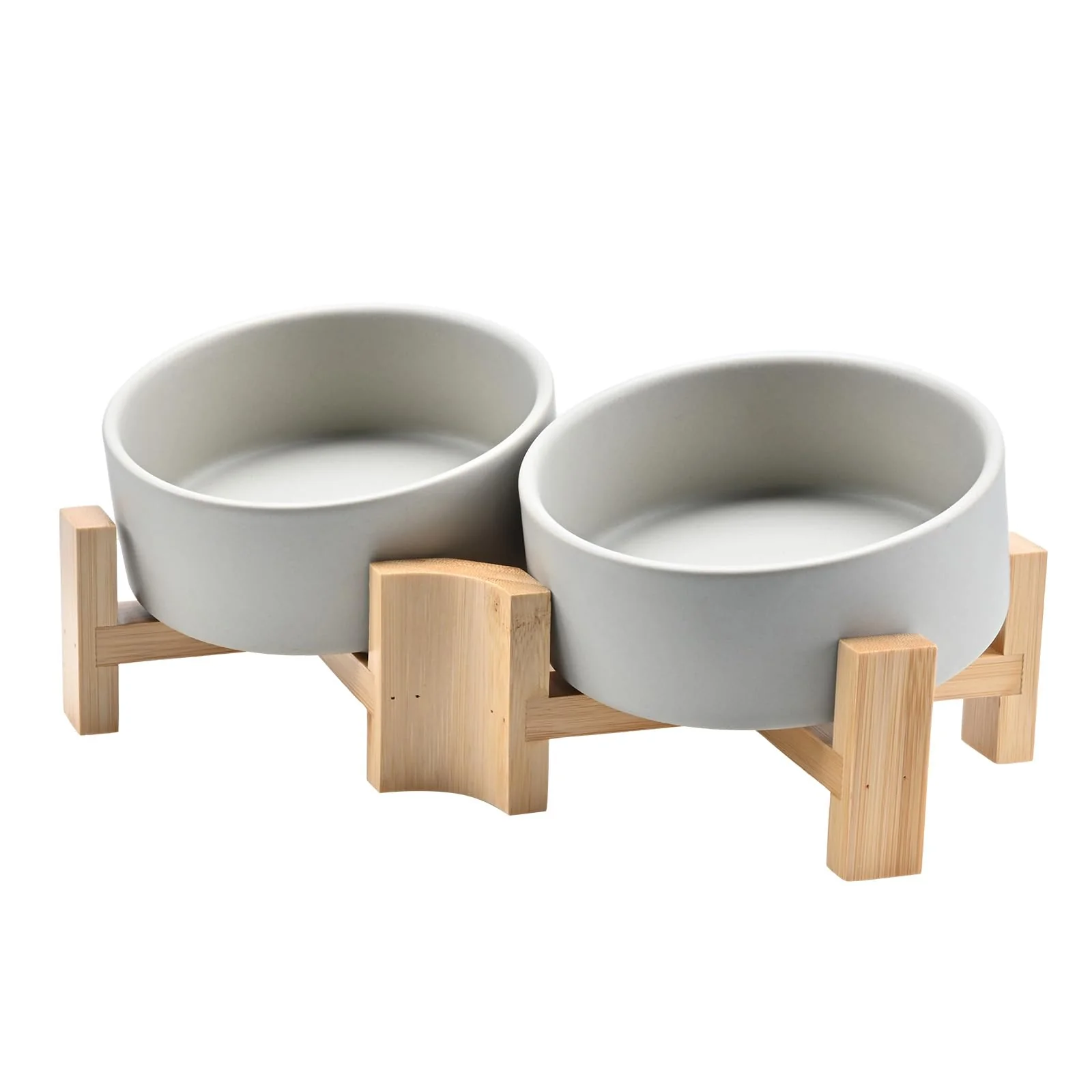 Trusted SPUNKYJUNKY 15° Slanted Ceramic Bowl with Wooden Stand – 13.5 oz Grey Elite