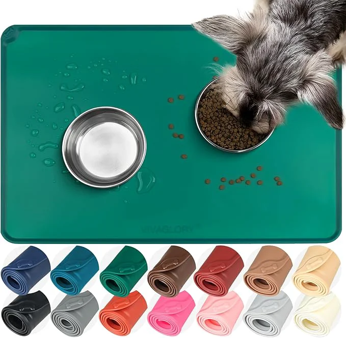 Consistent VIVAGLORY Dog Food Mat Flexmat Dog Bowl Mat Placemat Food Tray Quality