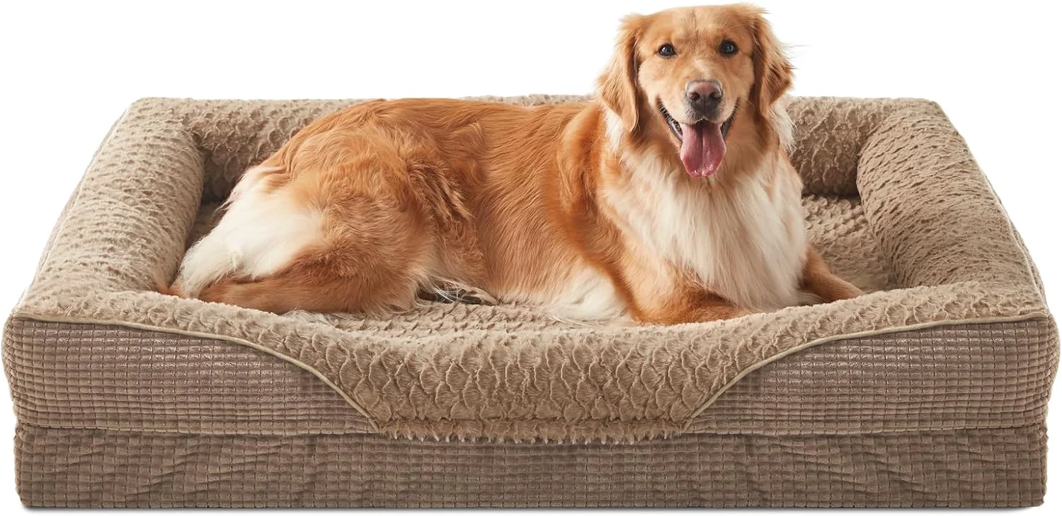 Fast INVENHO Orthopedic Dog Beds Large Sized XL Washable Egg-Crate Memory Foam Dog Couch with Washable Removable Cover Waterproof Lining and Nonskid Bottom Genuine