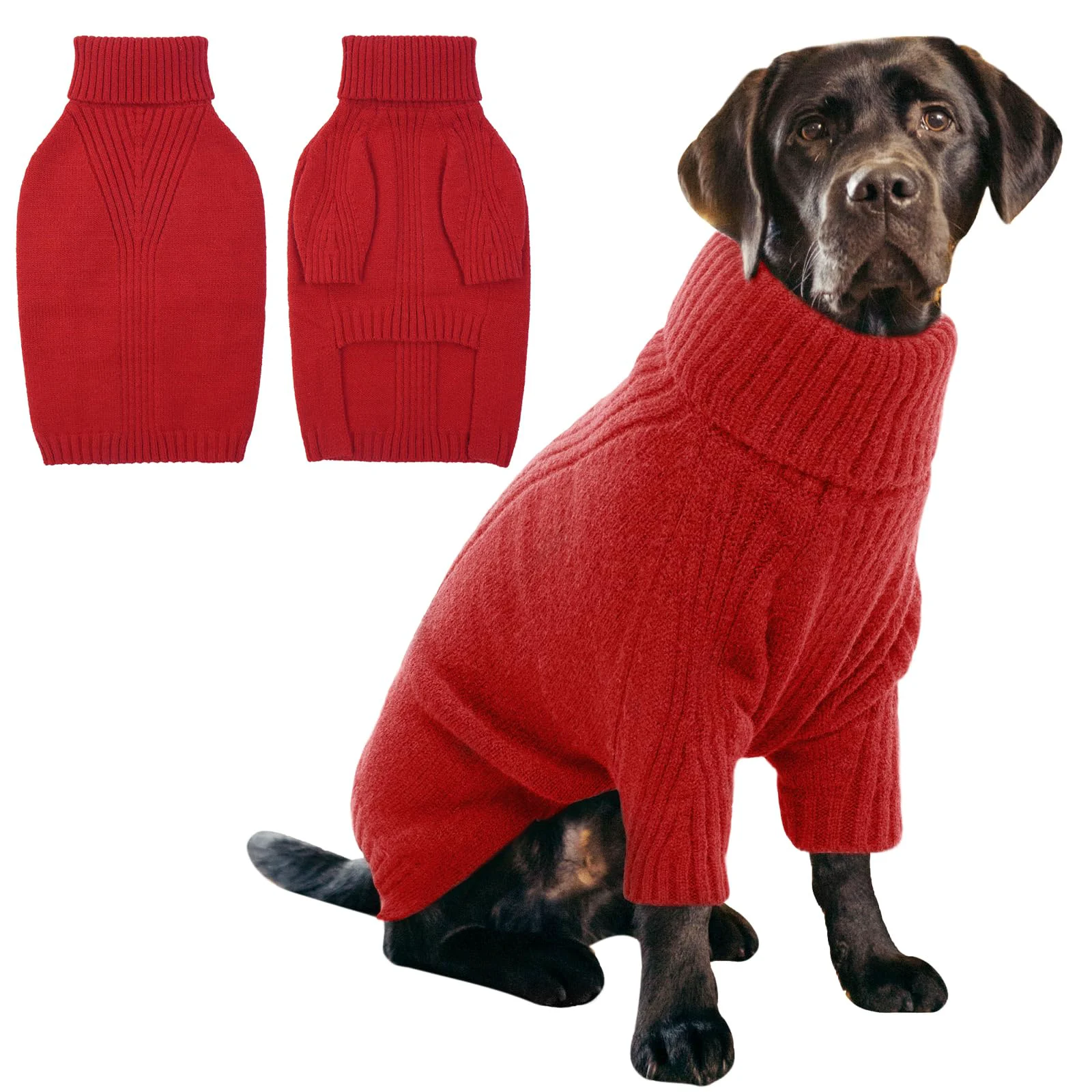 Classic IECOii XXL Dog Sweater – Thermal Knit for Extra Large Dogs Red 2XL Trendy