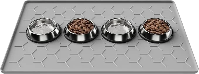 Advanced Pieviev 34”x22” Dog Cat Food Bowl Mat Silicone Waterproof Food Grade Pet Comfortable