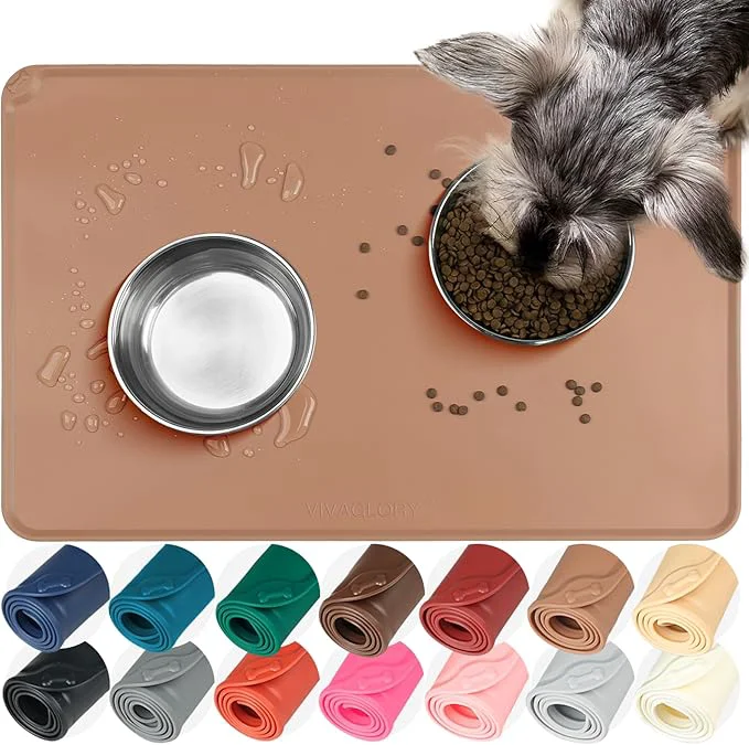 Efficient VIVAGLORY Dog Food Mat Flexmat Dog Bowl Mat Placemat Food Tray Advanced