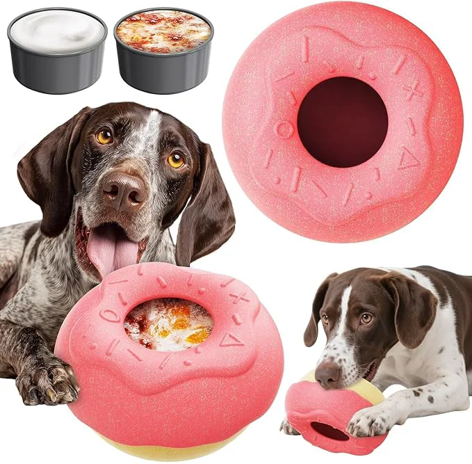 Easy-to-Use Dog Toys for Aggressive Chewers Dog Enrichment Toys Anxiety Relief for Dogs Toy Indestructible Frozen Treat Toy National Pet Day Gifts for Large Dogs Peanut Butter Reduces Anxiety DonutAbout This Green
