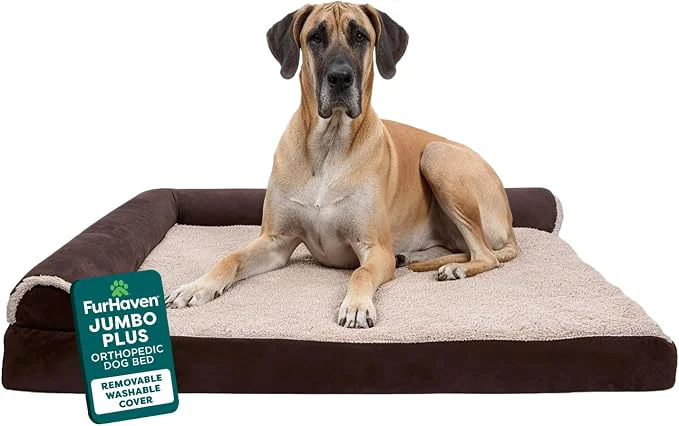 Traditional FurHaven Orthopedic Dog Bed for Large Dogs L-Shaped Chaise Contour Mattress Original