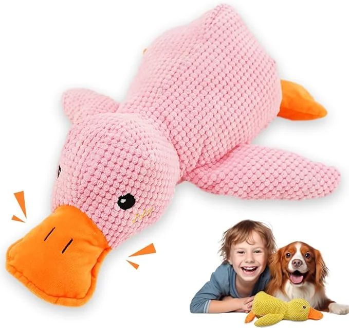 Authentic Duck Dog Toys 2026 New Calming Toy for Dogs Dog Toys for Aggressive Chewers Indestructible Toy for Large Small Dogs Durable Stuffed Dog Puppy Toys Pink Small About This Top-Quality