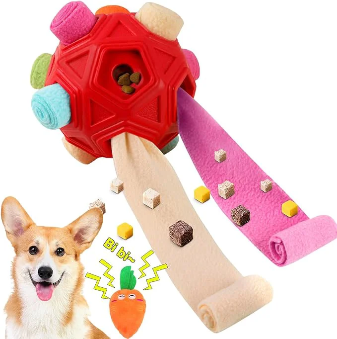 Traditional Dog Snuffle Ball-Interactive Puzzle Dog Toys Encourage Natural Foraging Skills Slow Feeder for Training and Stress Relief Cloth Strip Hiding Food Chew Toys for Any Size DogsAbout This Luxury