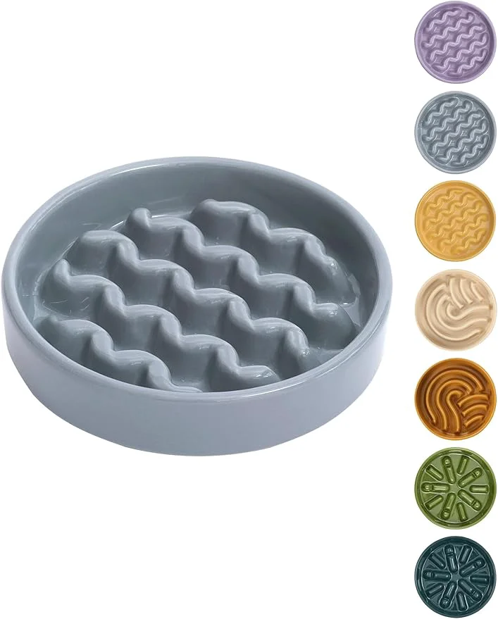 Original Ceramic Maze Dog Slow Feeder with Non-Slip Silicone Rim – Heavy-Duty Stoneware Bowl with Puzzle Pattern for Bloating Obesity Prevention Ice Blue-M About ThisOverview Optimized