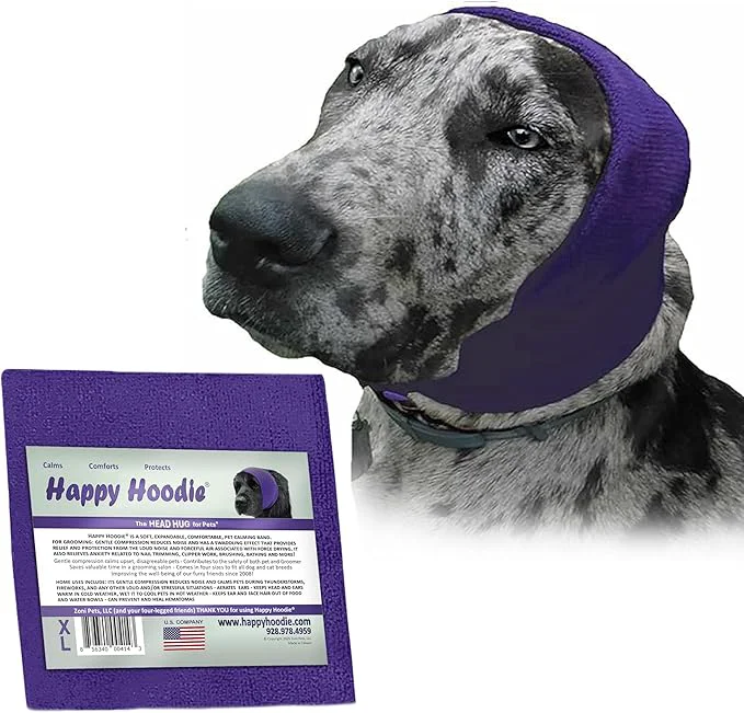 Detailed Happy Hoodie The Dog Cat Calming Band – American Brand – Anxiety Relief Noise Protection-Grooming-Thunder-Fireworks X-Large Purple – Since 2008About ThisOverview Superior