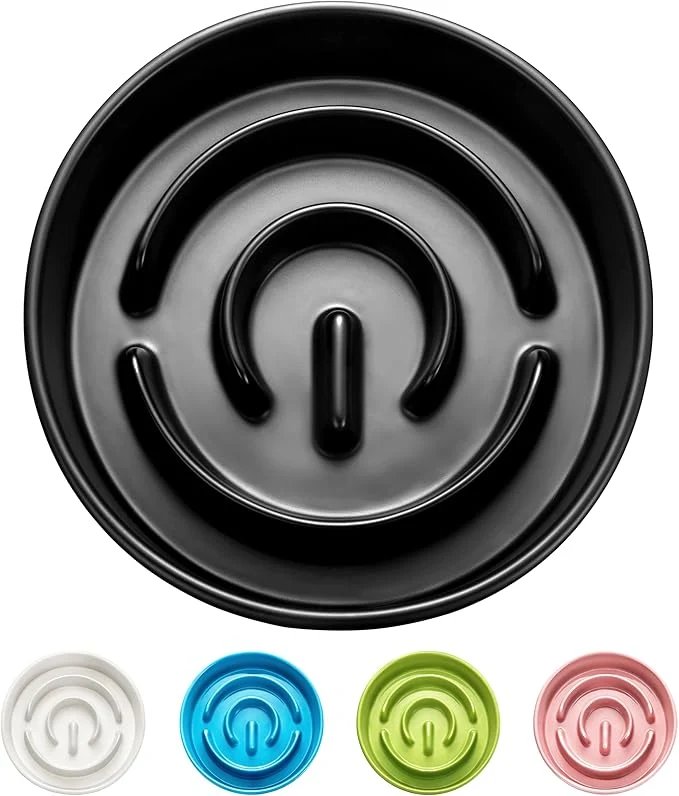 Verified Ceramic Slow Feeder Dog Bowls 0.6 Cup Slow Feeder for Small Dogs Puzzle Maze Bowl Prevents Choking 6in BlackAbout ThisOverview Relaxed