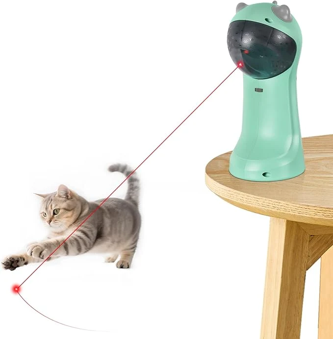 Professional TBTeek Cat Toy Automatic Motion-Activated Rechargeable 5 Fun Patterns Random Rotating Trajectory 4 Speed Modes Adjustable Light Angles for Indoor Cat Kitten Dog（Green）About This Flexible
