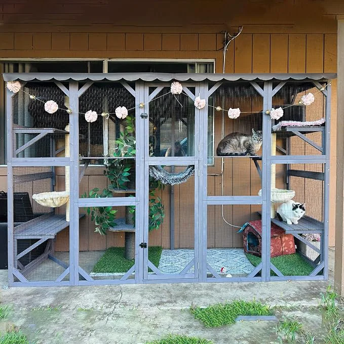 Functional Aivituvin Catio Outdoor Cat Enclosure Window Wall-Mounted Large Walk-in Cat Innovative