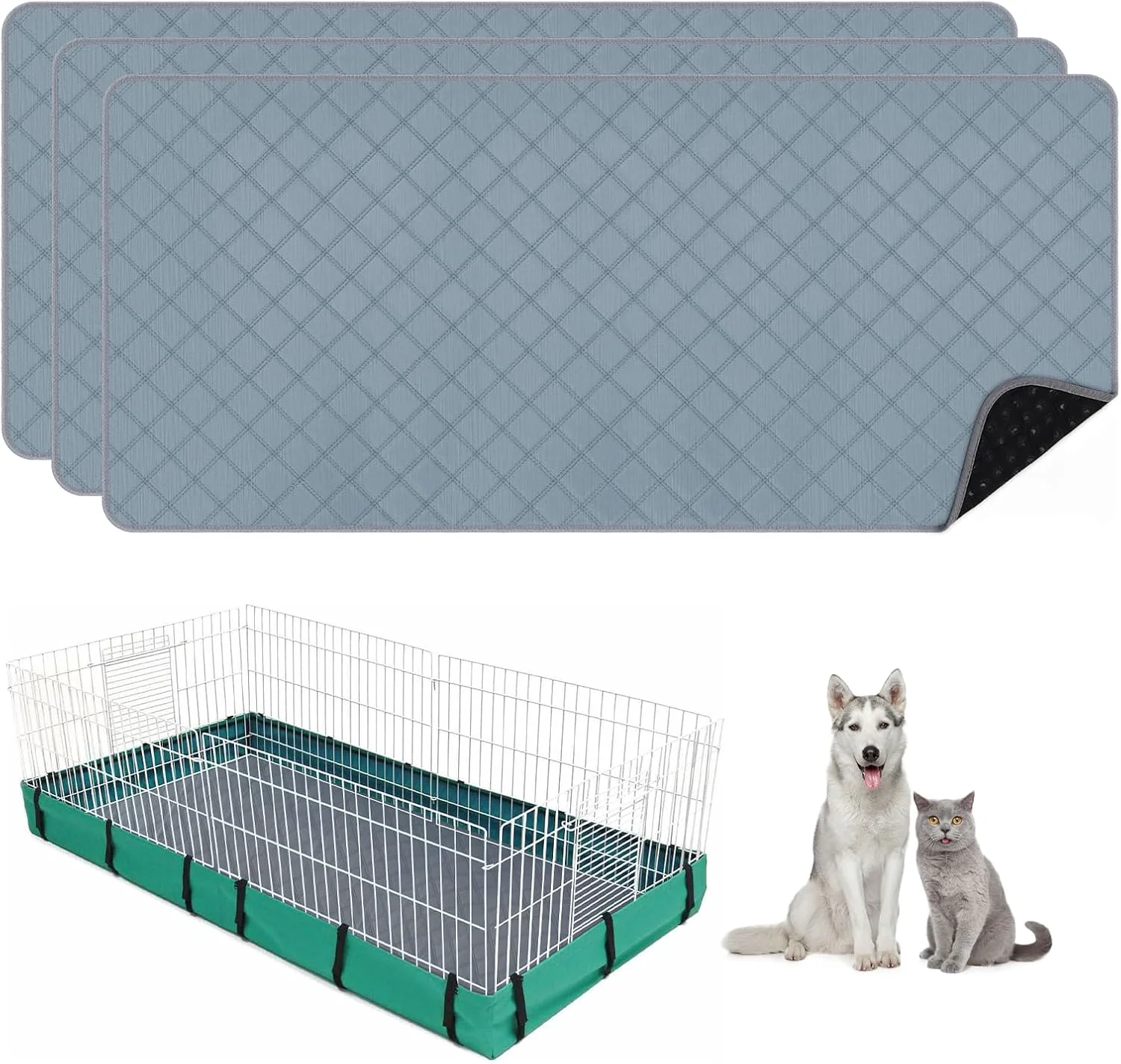 Quality 3 Packs Washable Guinea Pig Cage Liners Waterproof Guinea Pig Pee Pads Reusable Absorbent Bedding Anti Slip Mats for Small Animals Bunny Rabbit Hamster 47 x 24in Luxury