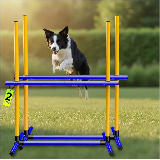 Reusable Dog Agility Hurdle Training Set 2-Sets Jump Bar Equipment Specialty