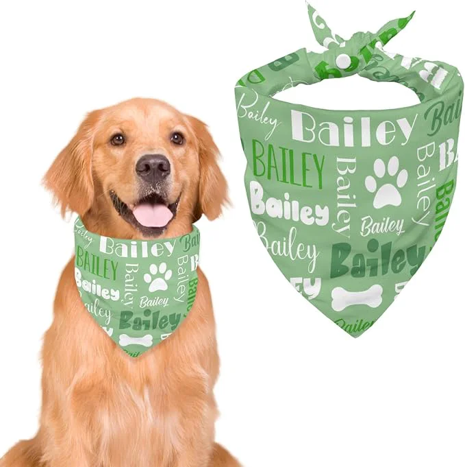 Artisan Personalized Dog Bandanas Custom Neckwear Name Button Anti-loosening Dog Scarf Exclusive