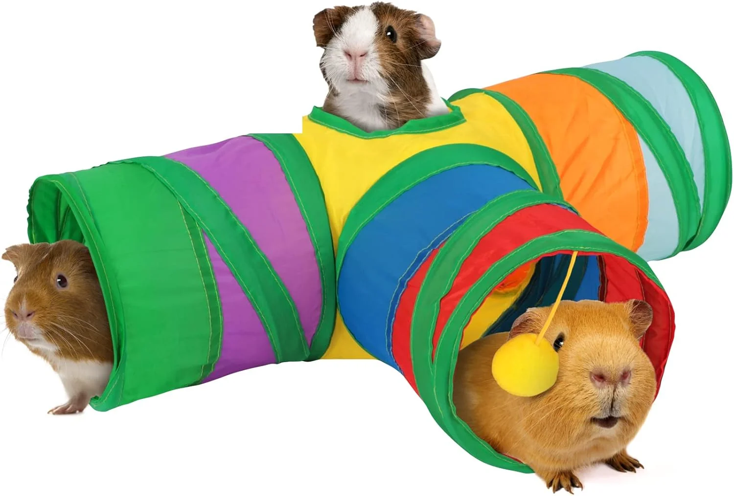 Eco-Friendly Rypet Guinea Pig Tunnel 3 Way Collapsible Small Pet Tunnels and Tubes with Interactive Ball for Baby Rabbit Ferret Hamster Chinchilla Hedgehog Hiding and Resting Stylish