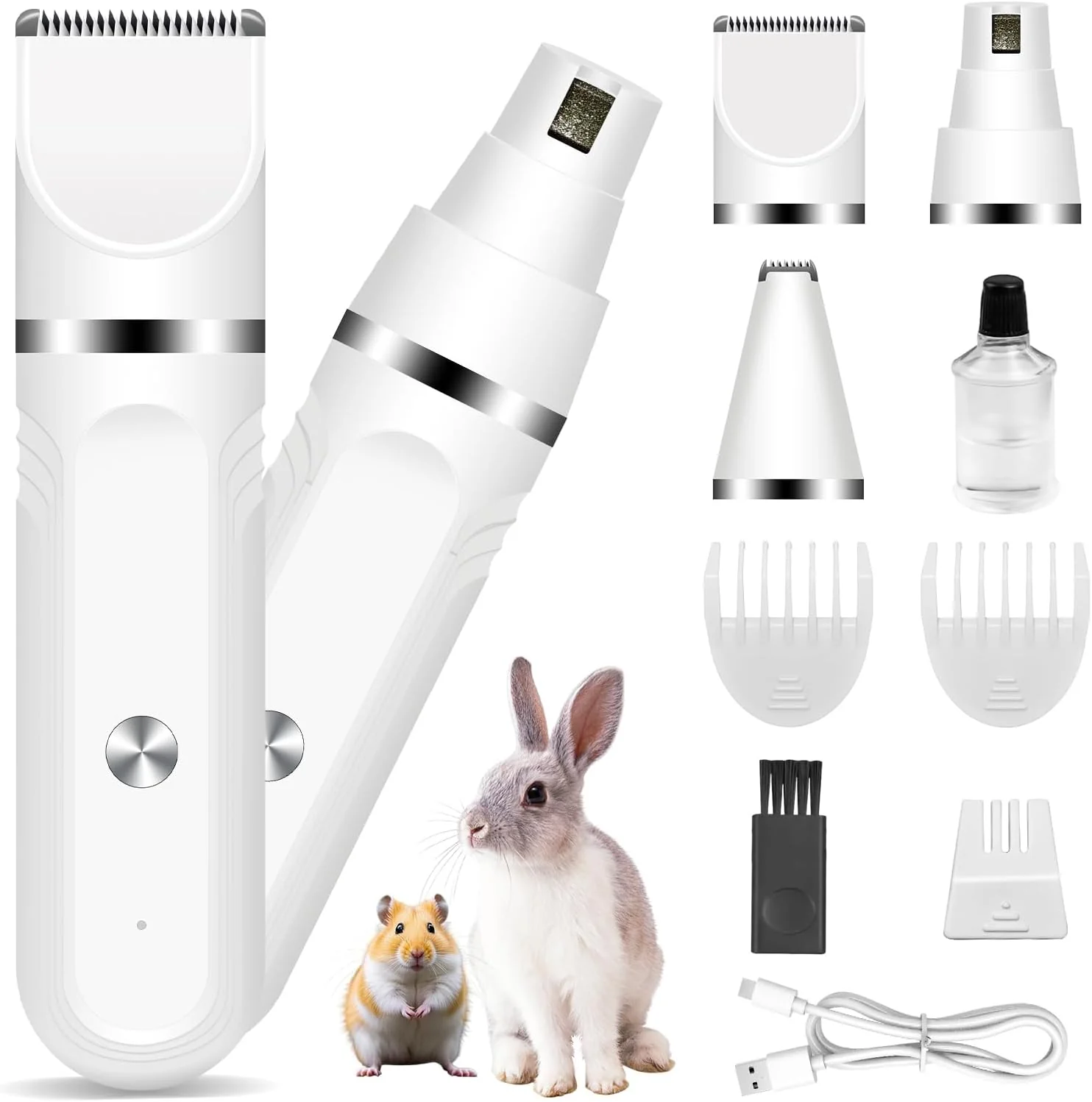 Sophisticated Guinea Pig Rabbit Grooming Kit 2 in 1 – Cordless Hair Clipper Nail Grinder for Small Animals– Low-Noise Rechargeable Nail Clippers Electric Eco-Friendly