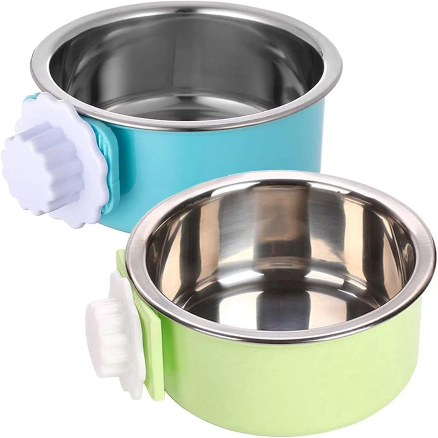 Consistent kathson Crate Dog Bowl Removable Stainless Steel Hanging Pet Kennel Cage Bowl Food Water Feeder Coop Cup for Puppy Cat Rabbit Guinea Pigs 2pcs Blue Green Top-Quality