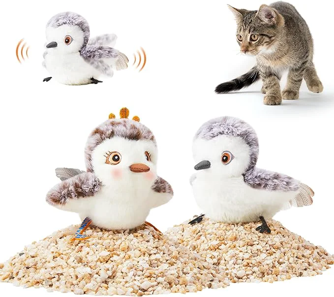 Unique Potaroma Cat Toys 2 Pcs Flapping Sandpiper Pair-Mate Lifelike Birds Chirp Chargeable Touch Activated Kitten Fun Interactive Kitty Exercise with Catnip for All BreedsAbout This Powerful