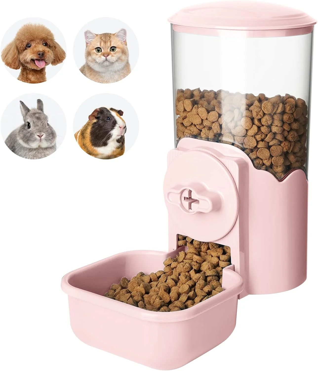 Healthy VANNON Small Animal Hanging Automatic Food Dispenser 35oz Gravity Pet Feeder for Cage Food Bowl for Rabbit Puppy Cat Ferret Guinea Pig Chinchilla Parrot Pink Fashionable