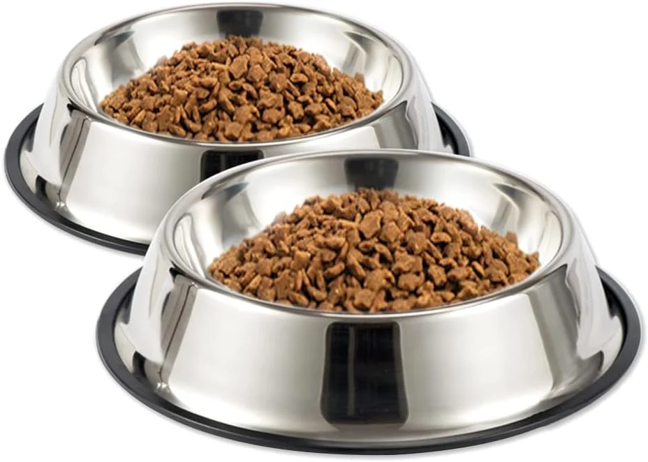 High-Grade Stainless Steel Dog Bowls 1.5 Cup 12oz Cat Bowl Water and Food with Rubber Base Pet Bowls for Small Dogs Cats Puppy Rabbit and Kitten 2Pack Enhanced
