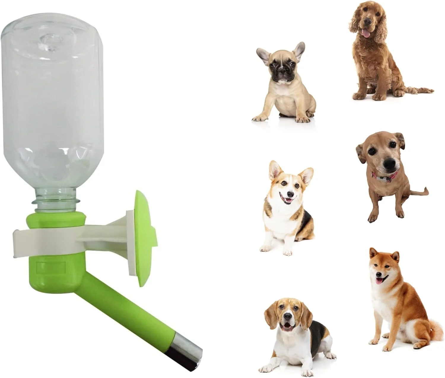Organic Choco Nose Patented No-Drip Dog Water Bottle Feeder for Dogs Cats and Other Small-Medium Sized Animals – for Cages Crates or Wall Mount. 11.2 Oz. Mess Leak-Proof Nozzle 16mm Apple Green H590 Fine