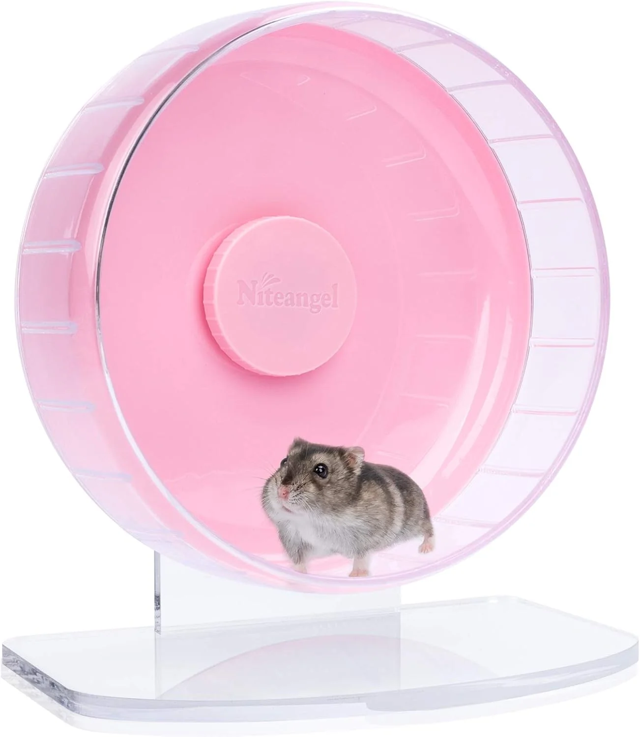 Soft Niteangel Super-Silent Hamster Exercise Wheels – Quiet Spinner Hamster Running Wheels with Adjustable Stand for Hamsters Gerbils Mice Or Other Small Animals S Pink Elegant