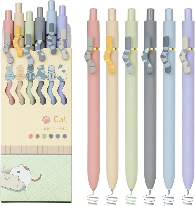 Professional Ddaowanx Cat Gel Pens 6 Assorted Colors 0.7mm Cute Colored Pens Fine Point Smooth Writing Kawaii Office School Supplies Cat Gifts for Women 6 Pcs Cat Multicolor About ThisOverview Refined