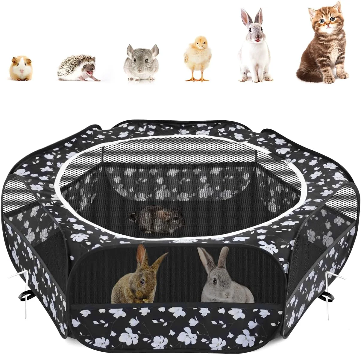 Enhanced Pawaboo Small Animals Playpen Waterproof Small Pet Cage Tent with Zippered Cover Portable Outdoor Yard Fence with 3 Metal Rod for Chick Kitten Puppy Guinea Pig Rabbits Hamster Chinchillas Magnolia Efficient