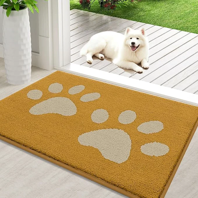 Fast Buganda Dog Door Mat for Muddy Paws Absorbent Dirt Trapper Washable Indoor Professional
