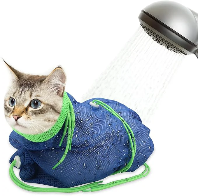 Professional Cat Bathing Bag Breathable Mesh Cat Shower Bag Anti Scratch Adjustable Cats Grooming Washing Bag for Nail Trimming Polyester SoftAbout ThisOverview Luxury