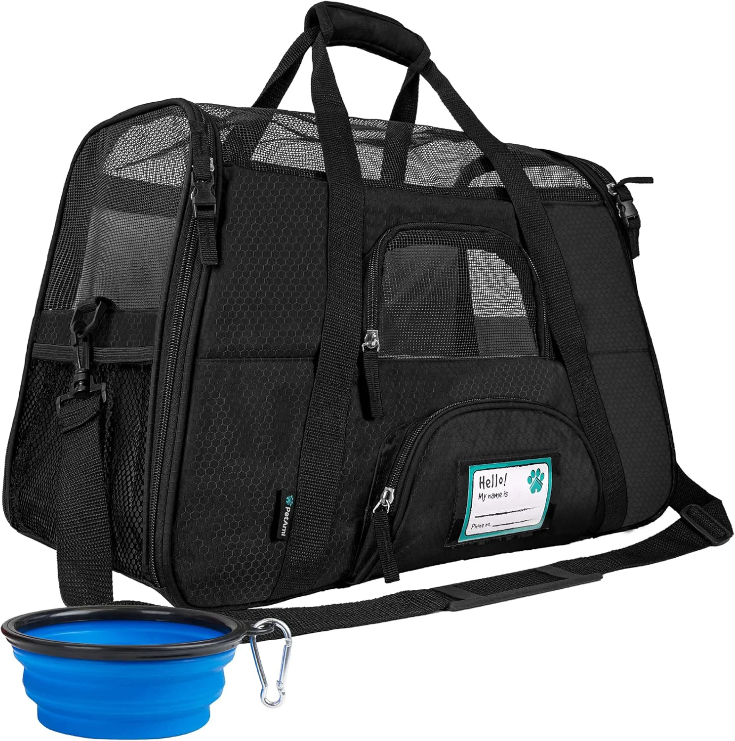 Eco-Friendly PetAmi Airline Pet Carrier for Cat Soft Sided Dog Carrier for Small Dogs Cat Travel Supplies Accessories for Indoor Cats Ventilated Pet Carrying Bag Medium Large Kitten Puppy Small Black Flexible
