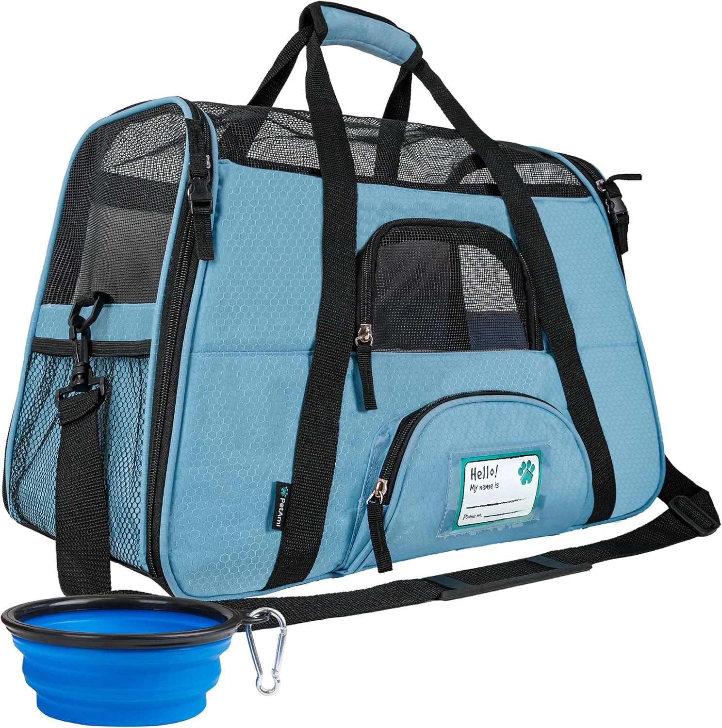 Sustainable PetAmi Airline Pet Carrier for Cat Soft Sided Dog Carrier for Small Dogs Cat Travel Supplies Accessories for Indoor Cats Ventilated Pet Carrying Bag Medium Large Kitten Puppy Small Blue Breathable