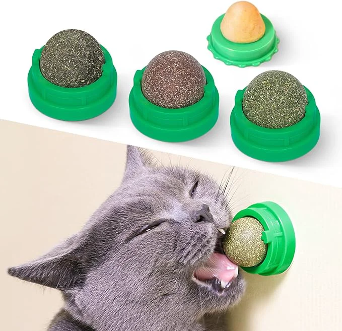 Breathable Potaroma Catnip Toys Balls 4 Pcs Extra Cat Energy Ball Edible Kitten Silvervine Toys for Cats Lick Healthy Kitty Teeth Cleaning Dental Chew Toys Cat Wall Treats Green About This Specialty