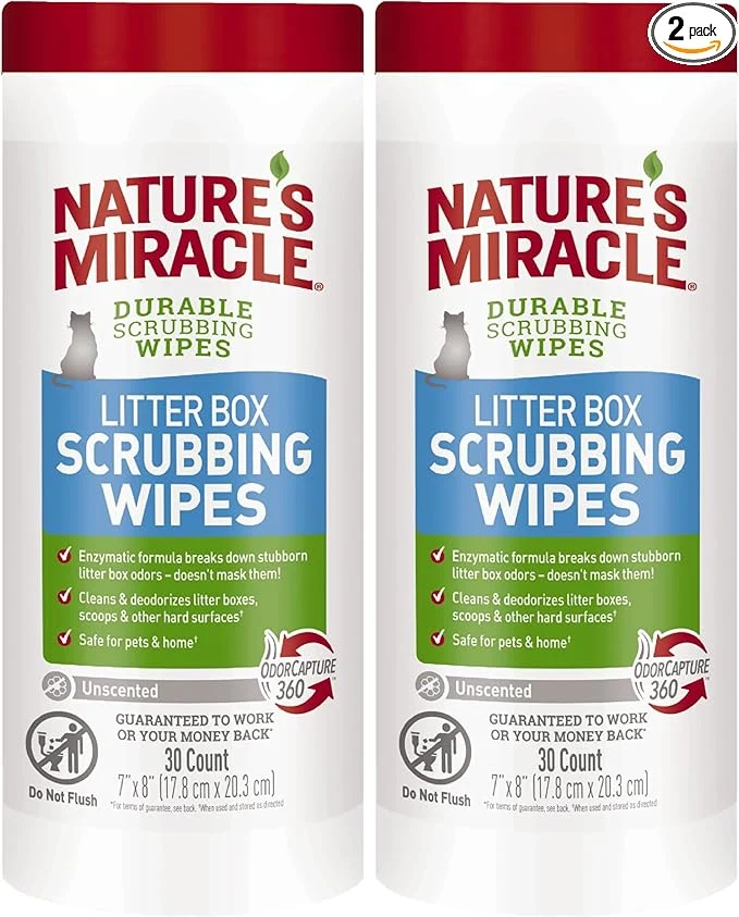 Long-Lasting Nature s Litter Box Scrubbing Wipes 30 Count Pack of 2 User-Friendly