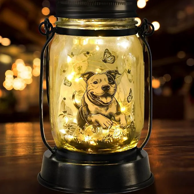 Casual Pit Bull Gifts for Women Men Pit Bull Solar Lanterns Mom Birthday Pibble Dog User-Friendly