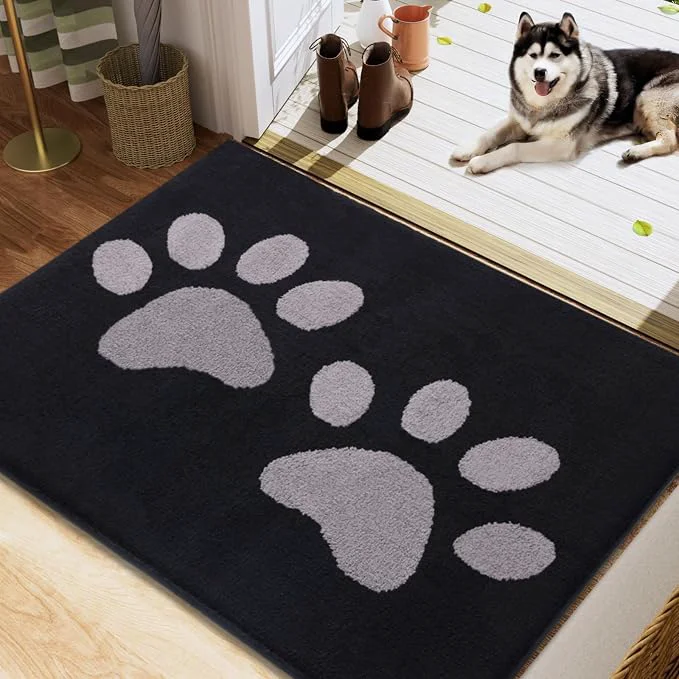 Verified Buganda Dog Door Mat for Muddy Paws Absorbent Dirt Trapper Washable Indoor Trendy