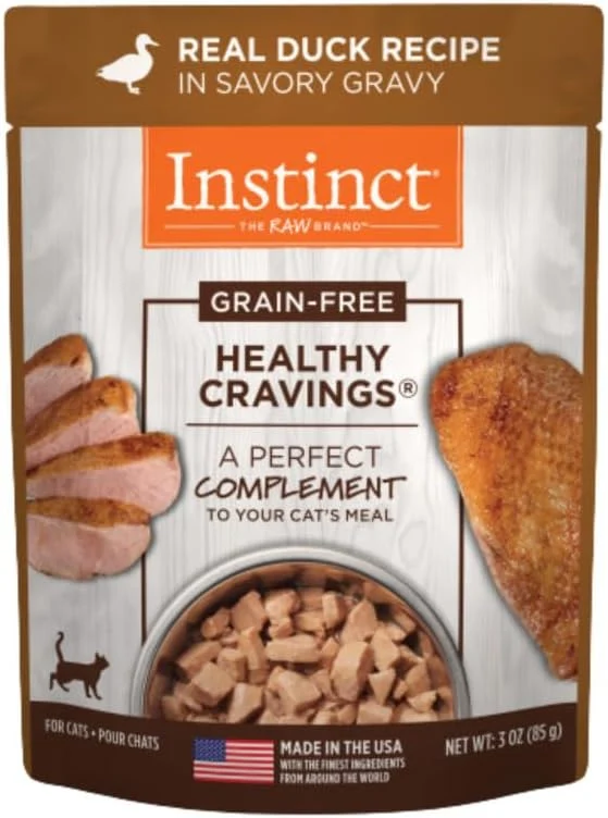 Trendy Instinct Healthy Cravings Natural Wet Cat Food Topper Grain Recipe – Duck 3 oz. Pouches Pack of 24