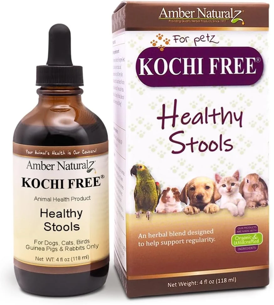 Smooth Amber NaturalZ Kochi Herbal Supplement for Dogs Cats Birds Rabbits and Guinea Pigs Supports Healthy Bowel Function Natural Aid for Digestive Balance 4 Fluid Ounce Glass Bottle Trusted