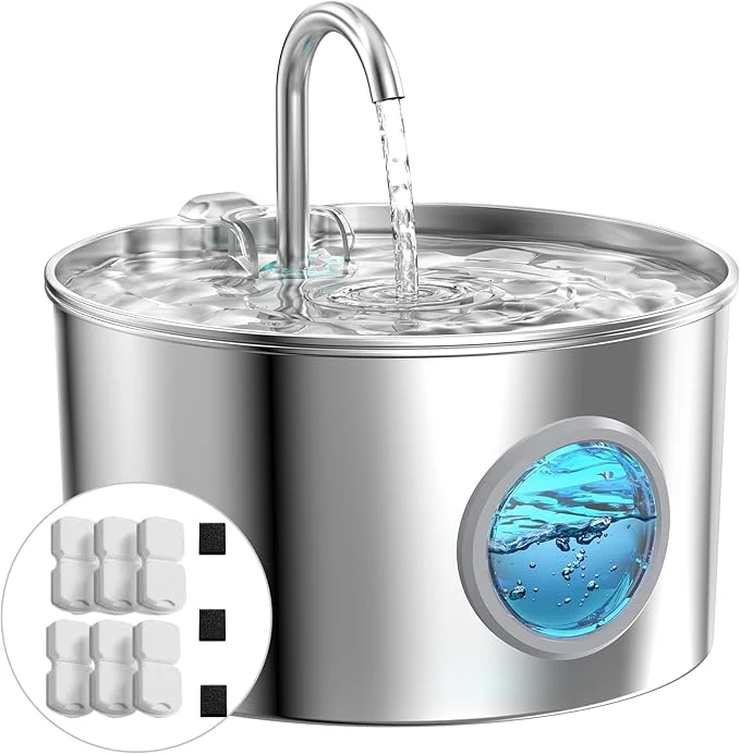 Verified Cat Water Fountain Stainless Steel Cat Fountain for Drinking – Pet Water Fountain for Cats Inside – 74oz 2.2L Quiet Cats Water Bowl Dispenser – Kitten Drinking Fountains – 6 Filters 3 SpongesAbout ThisOverview Efficient