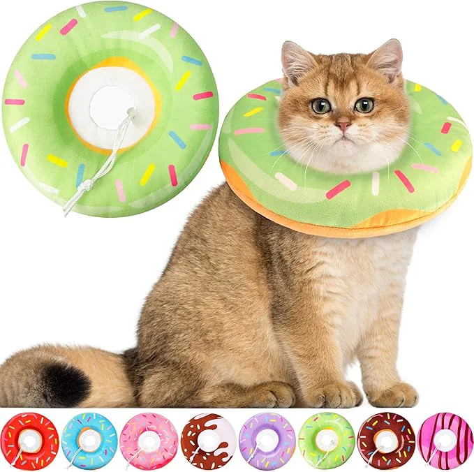 Smart Cat Cone Collar Soft Cat Recovery Collar for Wound Healing Cute Donut Adjustable Kittens Cones to Stop Licking Comfortable Lightweight Neck Elizabethan Collars for Cats Kittens After SurgeryAbout ThisOverview High-Performance
