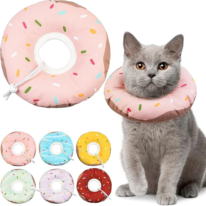 Casual Cat Cone Collar Soft Waterproof Cat Recovery Collars Spay Cones to Stop Licking Cute Donut E Collar After Surgery Anti-Lick Wound Healing Safety Elizabethan Collar for Kittens Donut Pink Small About ThisOverview Specialty