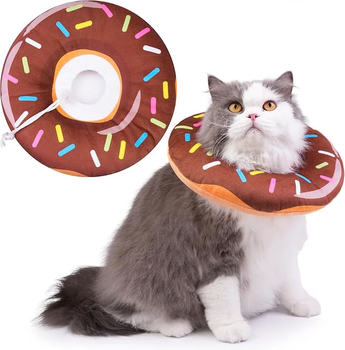 Outstanding Cat Cone Collar Soft Cat Recovery Collar for Wound Healing Cute Donut Adjustable Kittens Cones to Stop Licking Comfortable Lightweight Neck Elizabethan Collars for Cats Kittens After SurgeryAbout ThisOverview Authentic
